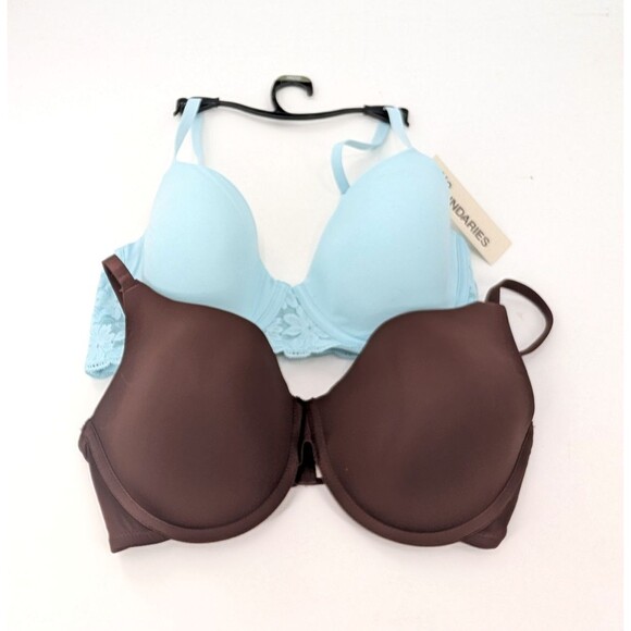 No Boundaries Padded T-Shirt Bra Bundle of 2 Blue Brown Underwire 36DD - Picture 1 of 6